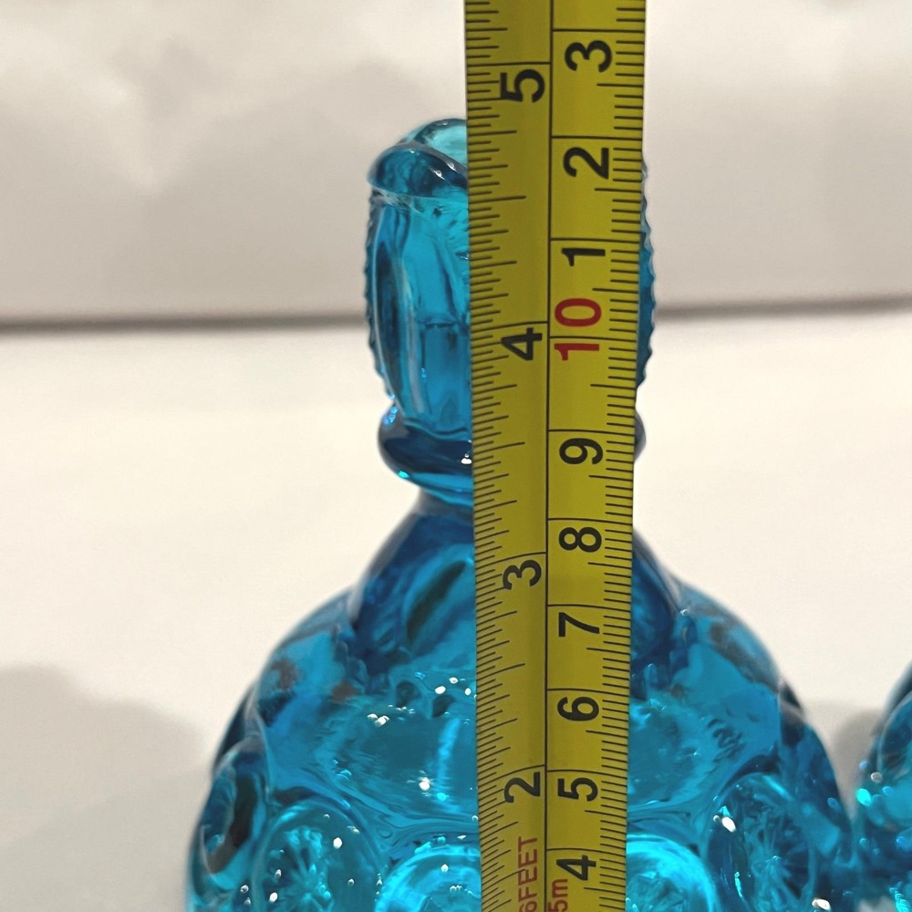 LE Smith Colonial Blue Moon & Stars Candlesticks Blue Glass UV Reactive Pair - Picture 8 of 9